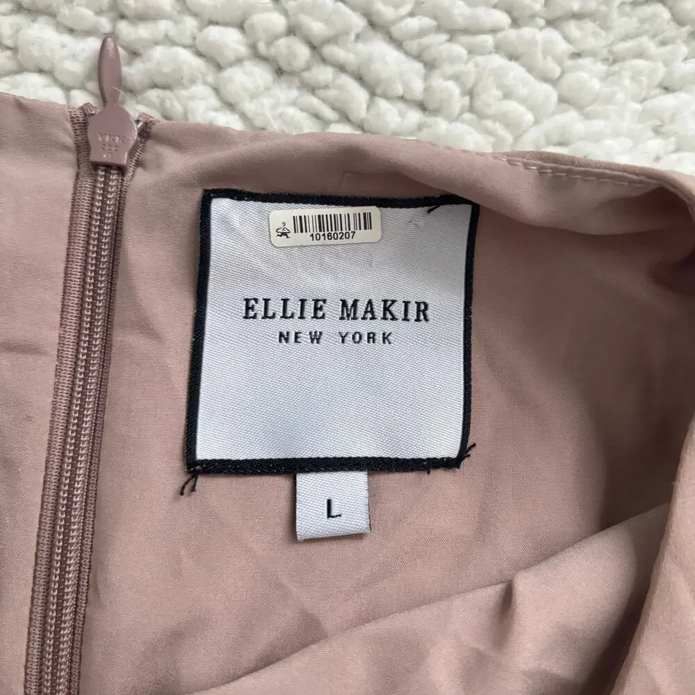 ELLIE MAKIR MIDI PLEATED DRESS MODEST HIGH-LOW HEM WOMEN SIZE LARGE - Picture 14 of 15